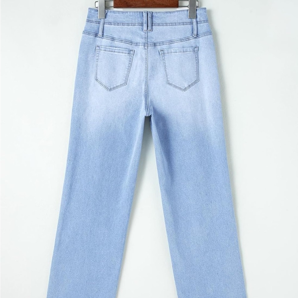Women's Light Blue Flare Jeans - Picture 4 of 12